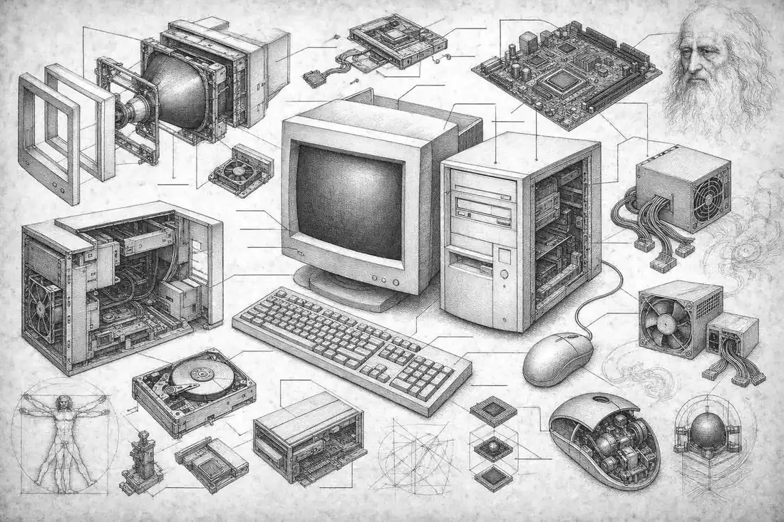 A da Vinci codex study of a 2001 personal computer
