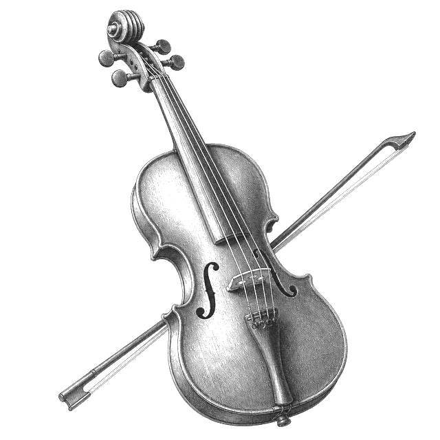 A violin and bow, engraved